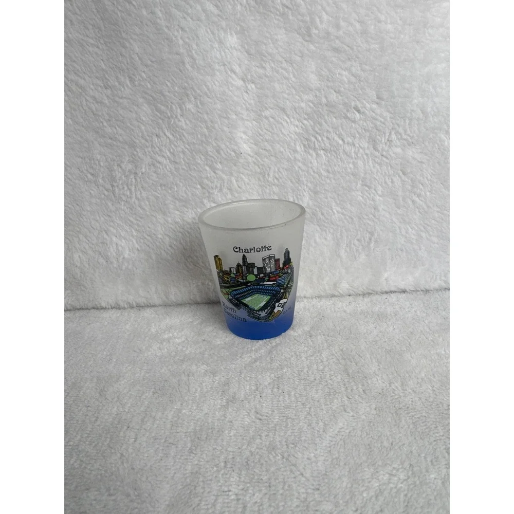 Vintage Shot Glass Blue Good Charlotte North Carolina